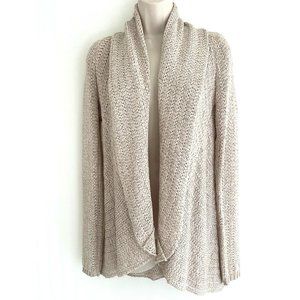 Size‎ Medium TAN/NEUTRAL DRAPED CARDIGAN Sweater Timeless Classic All-Season